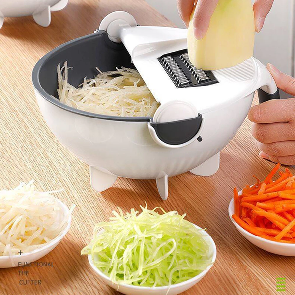 vegetables cutter with drain basket / 6 In 1 Multifunctional Grater Silk Strip Grater Corrugated Slicer Potato Masher Manual Drain Basket