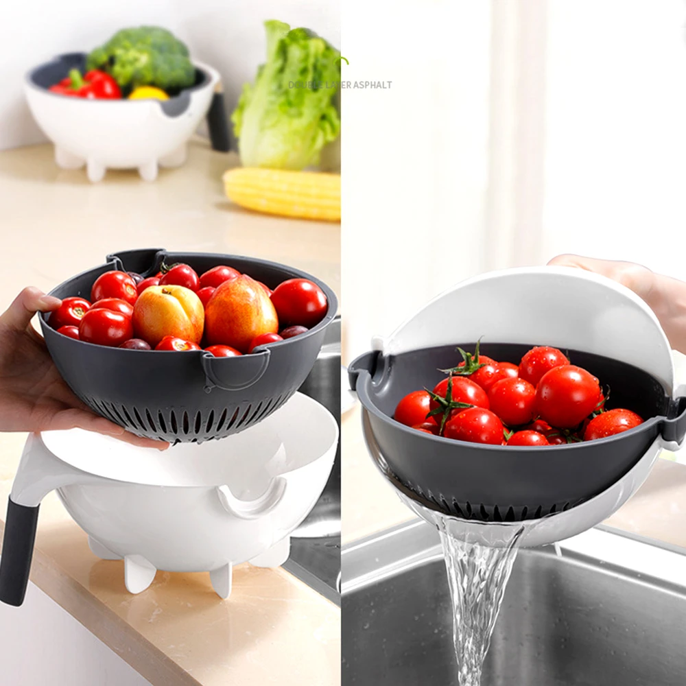 vegetables cutter with drain basket / 6 In 1 Multifunctional Grater Silk Strip Grater Corrugated Slicer Potato Masher Manual Drain Basket